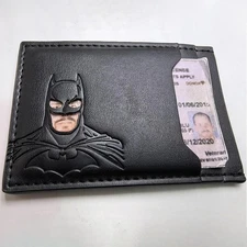 Personalized Leather Bat Wallet Superhero Mask Custom Card Holder ID Wallet