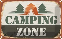 Blechschild 12X18 Cm Camping Zone Outdoor Deko Geschenk Metall Schild