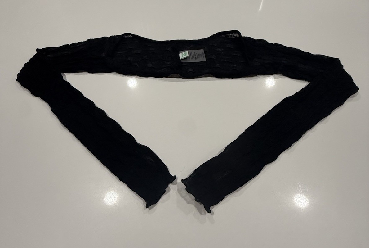 Second Skin By Find Me Now Black Sheer Shrug Bolero Mesh Stretch Size Small NWOT