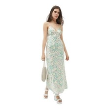 URBAN OUTFITTERS Picnic For Two Floral Midi Slip Dress XS Green Pink Prairie