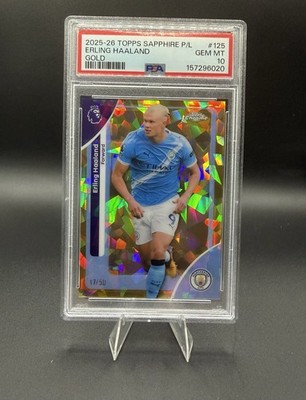 2025-26 Topps Chrome Sapphire Erling Haaland Gold /50 PSA 10 #125 POP 1