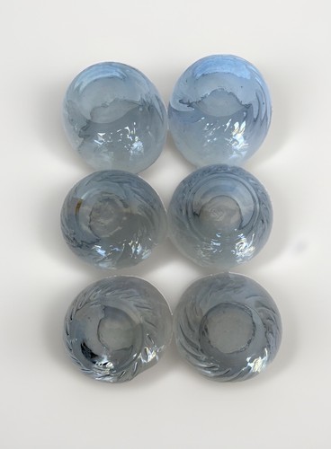 6 Blue Mid-Century Libbey Tiara Bleu Optic Swirl Juice Glasses, 3-1/2" Wide - Picture 9 of 11