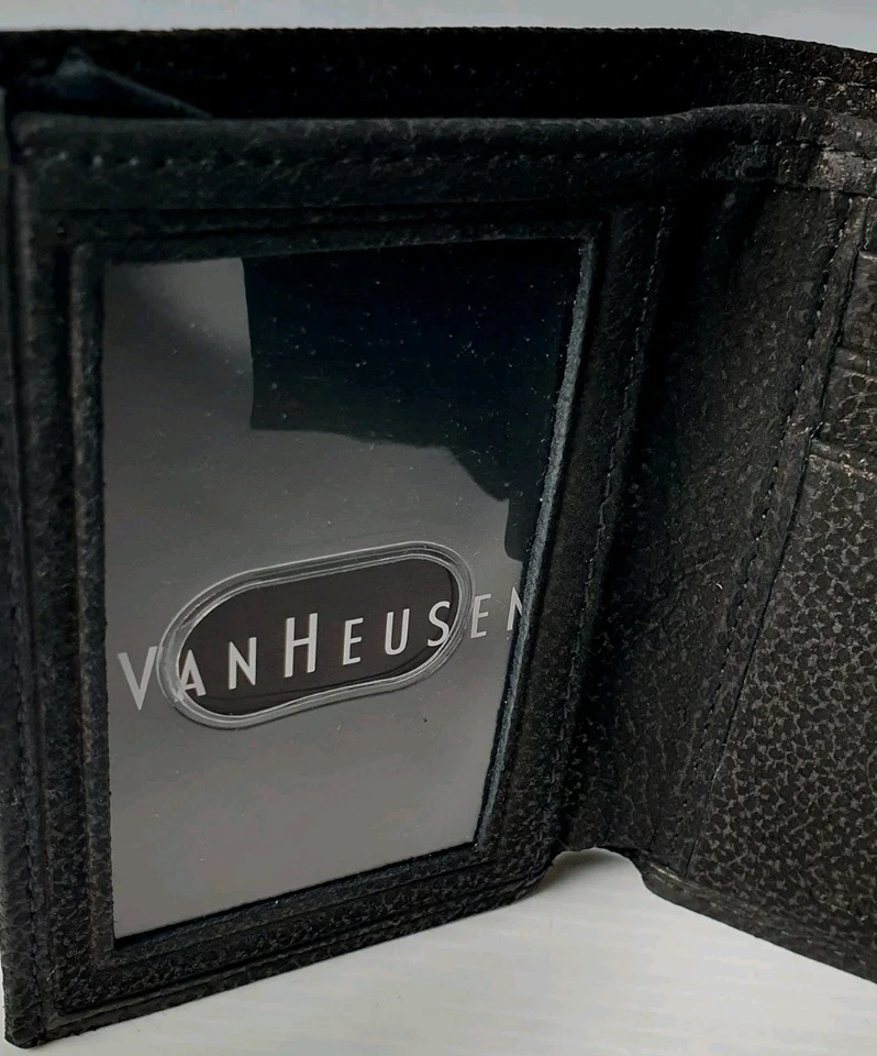 VAN HEUSEN Leather Bifold Wallet Card Slots Boxed In Metal Tin Vgc - Image 4 of 4