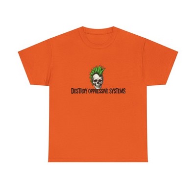 Punk Skull with Green Mohawk Tee | Destroy Oppressive Systems