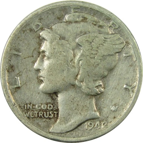 1942/1 Mercury Silver Dime F Fine 10c Coin Collectible SKU:I24615