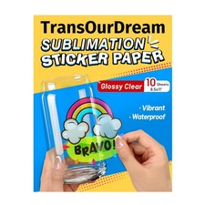 Sublimation Sticker Paper-10 Pcs 100% Glossy Clear Waterproof Sublimation Sti...