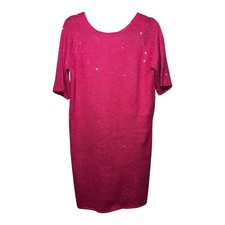 NWOT VERO MODA VMLeilani 2/4 V-Back ABK Sequined Dress - Hot Pink - Small