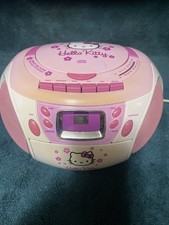Hello Kitty Pink Boombox CD Cassette Player AM/FM Radio Headphone Jack