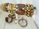 35+ Bracelets* Boho Gold RED bronze Earthy Jewelry Lot Chunky Wire 1990s Y2K