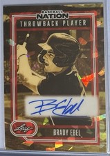 🔥Brady Ebel #TA-BE1⚡️2026 Leaf Baseball Nation⚡️Red⚡️Cracked Ice⚡️AUTO⚡️3/3🔥