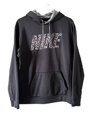 Nike Therma Fit Hoodie Mens Large Gray Camo Logo Pullover Sweatshirt