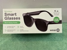 New WeariQ Wireless Smart Glasses Bluetooth, Black Polarized Lenses, Large Frame