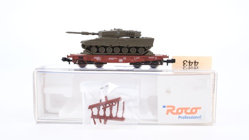 Roco N 25595 Flachwagen mit Ladung: Panzer Leo Rlmmps 651 DB | Condition: Gebraucht