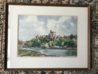 NORMAN THOMAS JANES RWS RE RSMA 1892-1980 Aquarell Gemälde Windsor Castle