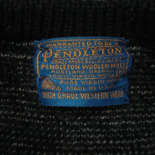 Pendleton Sweater Mens Medium Black Southwestern Aztec Wool Western Pullover USA - Picture 3 of 8