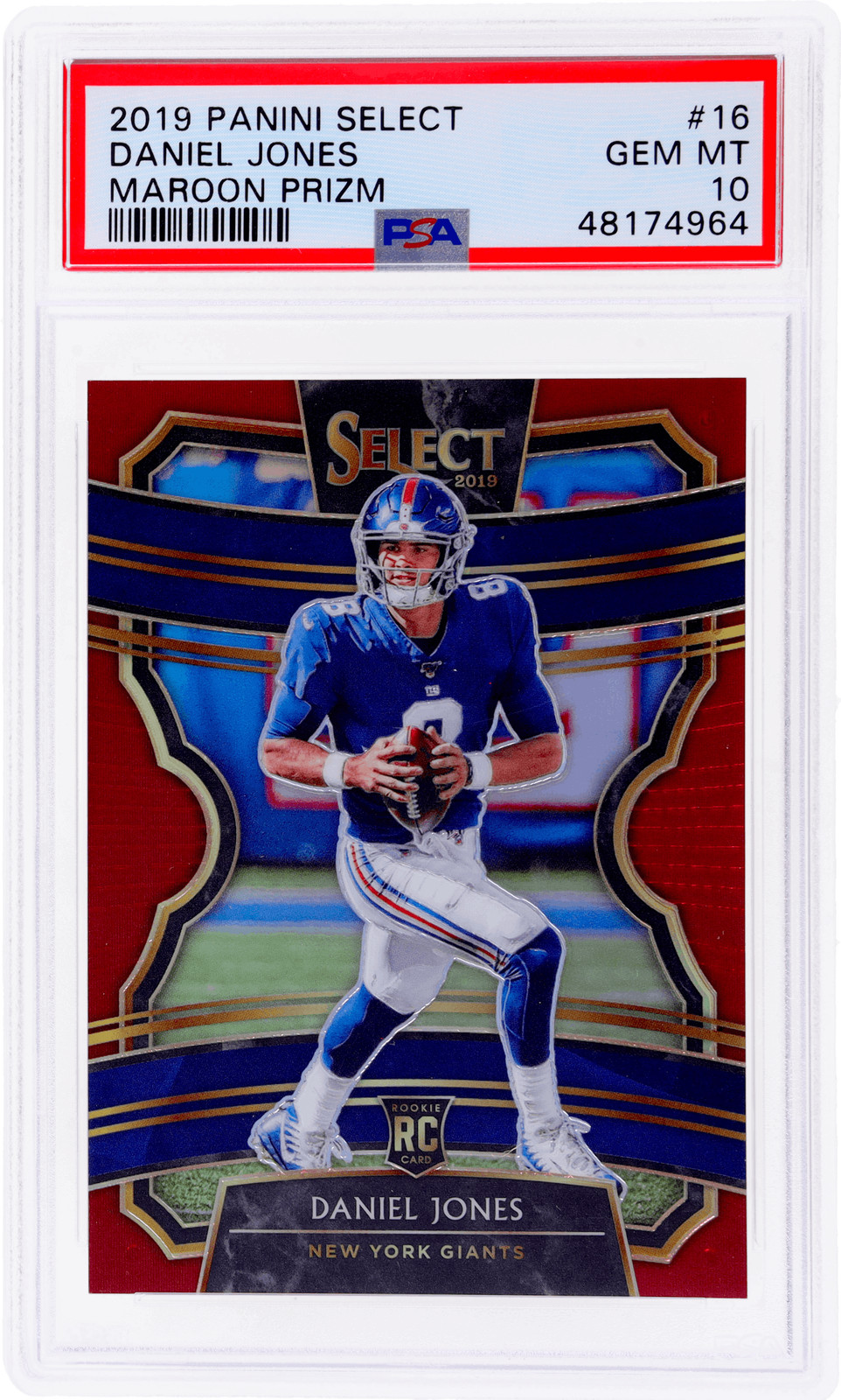 2019 Panini Select Daniel Jones Prizm Maroon #16 /149 PSA 10 Rookie RC