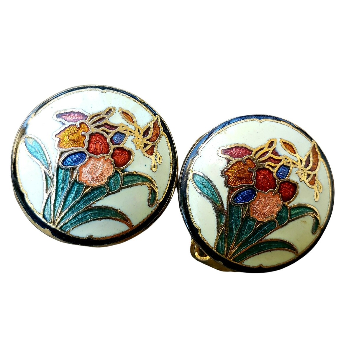 Beautiful vintage cloissinae butterfly clip Vintage Butterfly Hair Clip. Cloisonne. Wedding, Anniversary  main image 2