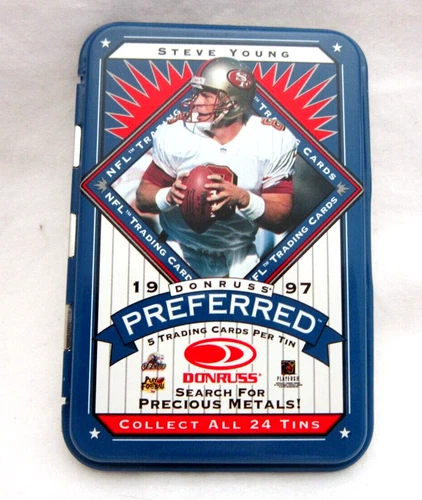 Steve Young 1997 Donruss Preferred 4.5" Blue Empty Tin#8!49ers QB HOF - Picture 1 of 2