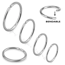 2x 20G 18G 16G 14G Surgical Steel Seamless Nose Hoop Ring Earring Tragus Septum