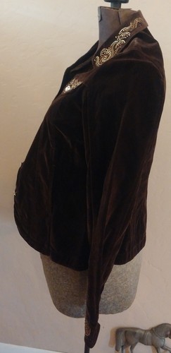 Christine Alexander Chocolate Brown Jean Jacket Swavorski Crystals Sz XL Pocket - Picture 3 of 6
