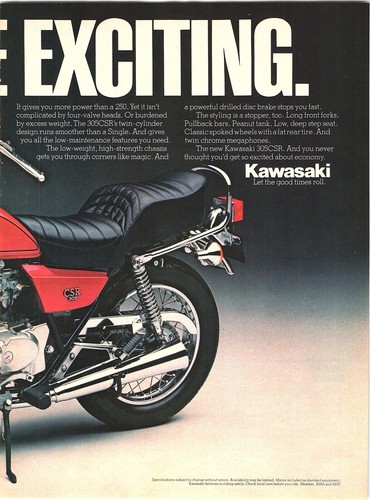 1981 Kawasaki 305CSR Vintage Motorcycle Print Ad - Garage Art Decor Man cave - Picture 3 of 3
