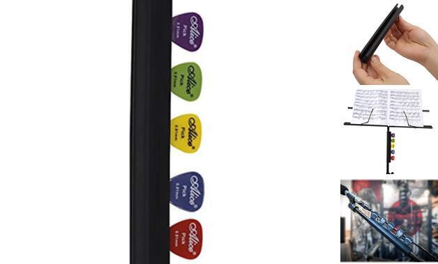 Microphone Stand Guitar Picks Holder with 5 Plectrums, 18cm Rubber Mic Stand-image