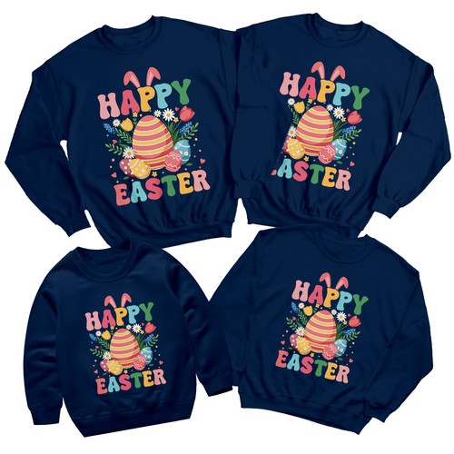 Family Striped Egg Happy Easter Sweatshirt Jumper Festival Holiday Matching #ED - Picture 19 of 27