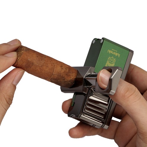 Lubinski Jet Torch Butane Cigar Lighter V-cut Cigar Punch Holder Needle Gift Box - Picture 4 of 11