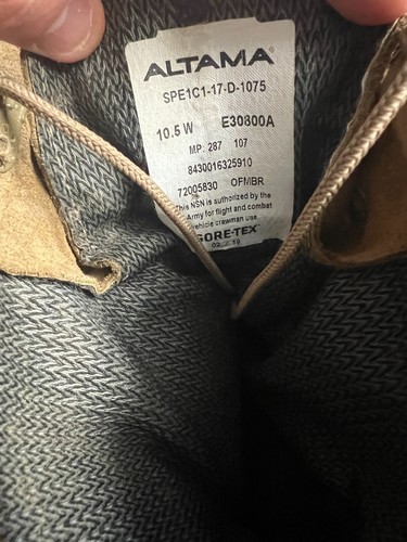 Altama Mens 10.5 W Desert Tan Gore-Tex Vibram Combat Boots SPE1C1-17-D-1075 - Picture 9 of 9