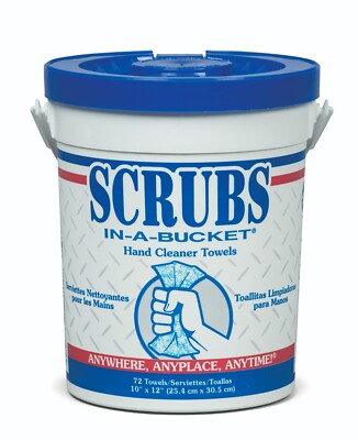 Scrubs In-A-Bucket 42272 10x12'' Hand Towel, 72 Count - Free Shipping-One Tub