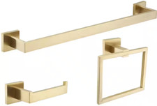 BWE 3-Piece Bath Hardware Set With Towel Bar Toilet Paper Holder and Towel Ring