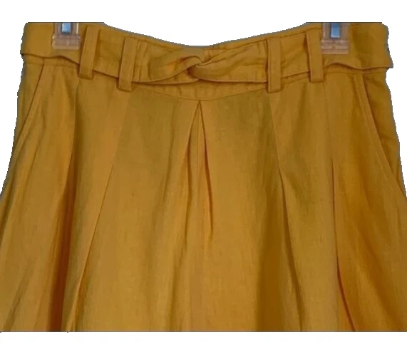 Pantalones Cortos Free People Cintura Alta Lino Plisados Talla Pequeña Bolsillos con Cinturón Playa Foto 3 de 4