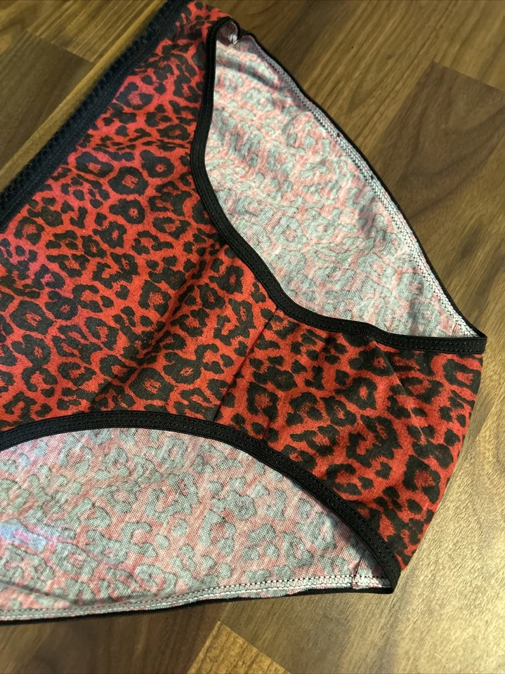Bragas de bikini de colección 100 % algodón estampado de leopardo L grandes negras corte alto Foto 3 de 4