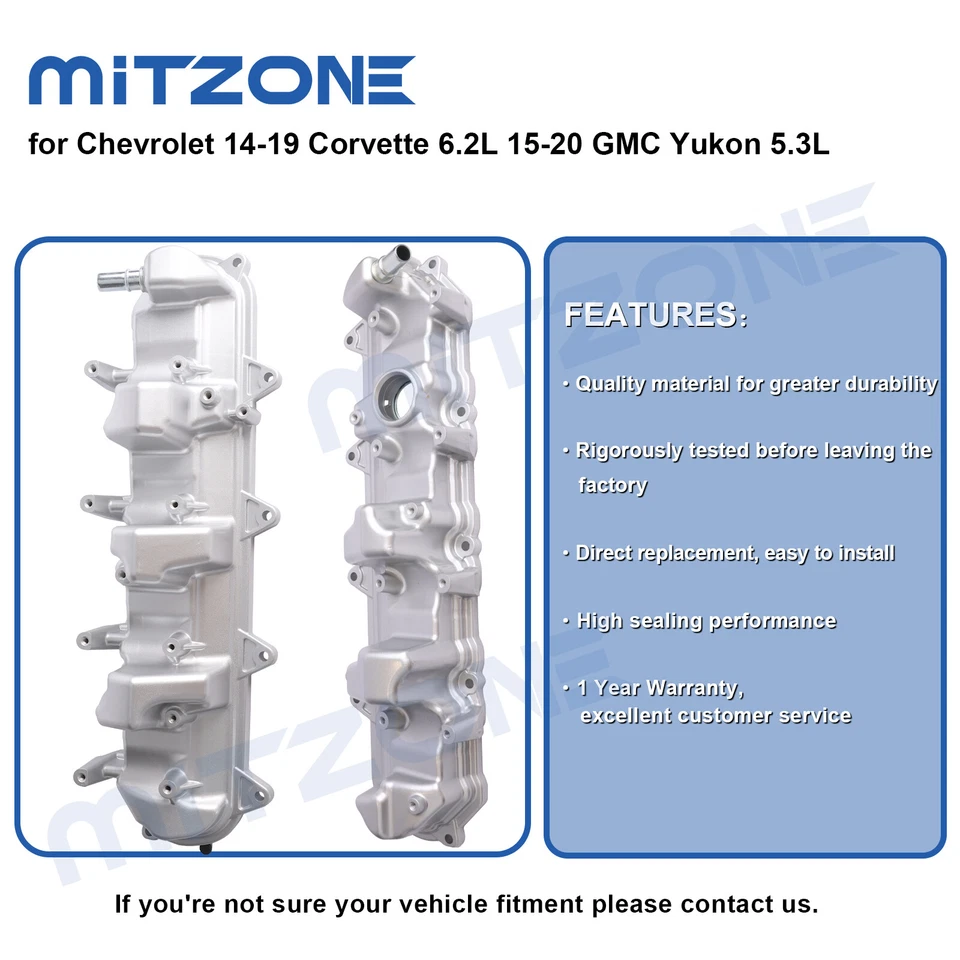 Valve Cover Kits w/gasket for Chevrolet 14-19 Corvette 6.2L 15-20 GMC Yukon 5.3L - Image 2 of 4