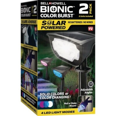 (1-2pk)-Bell+Howell Bionic ColorBurst LED Solar Path Yard Light Model: 8208