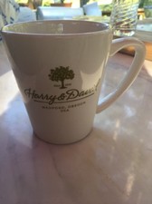 Harry and David White Hot Tea Coffee Cup Mug Green Letters Ceramic