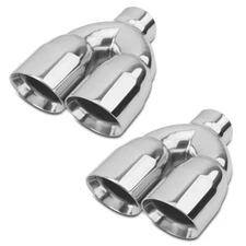 Pair 2.5" in 3.5'' out 9.5'' Length Stainless Steel Exhaust Tip Dual Pipe Rear
