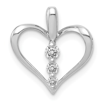 14k Weißgold 1/10ctw Diamant 3 Steine Herz Anhänger
