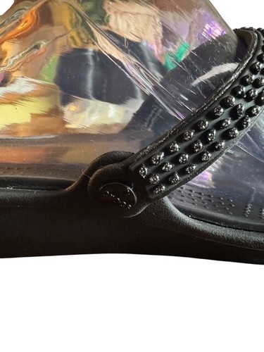 Crocs Sparkle Black Wedge Sandals 206725 Size 7 - Picture 5 of 10