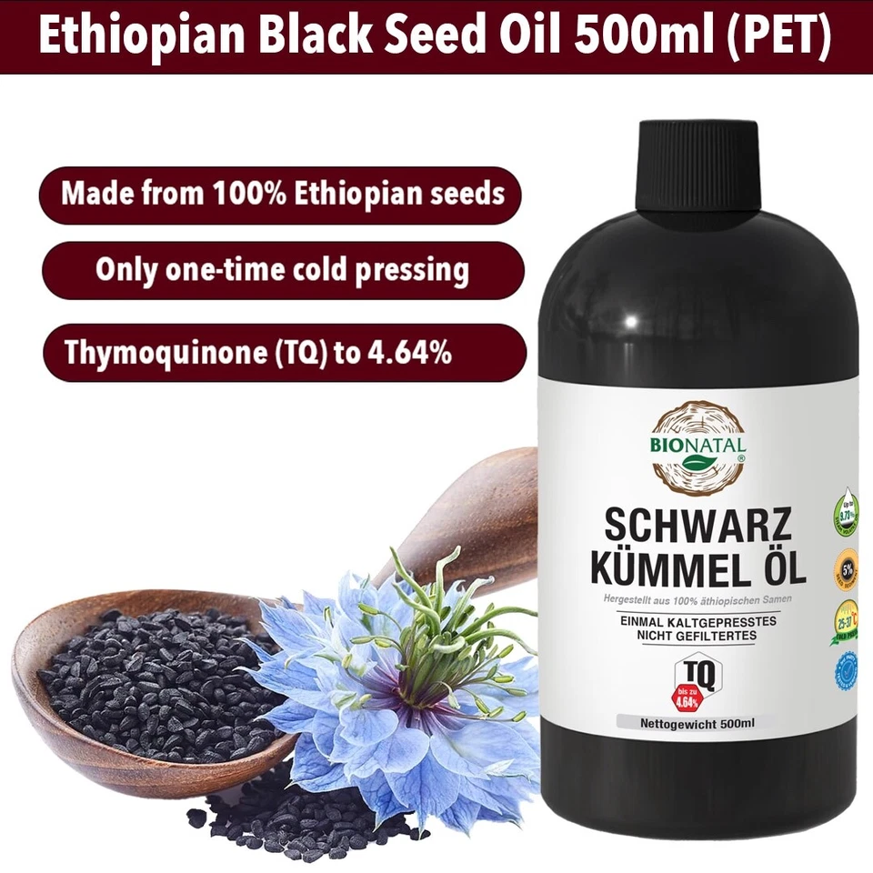ÄTHIOPISCHES Schwarzkümmelöl 500ml kaltgepresst UNGEFILTERT BioNatal Thymochinon - Bild 3 von 4
