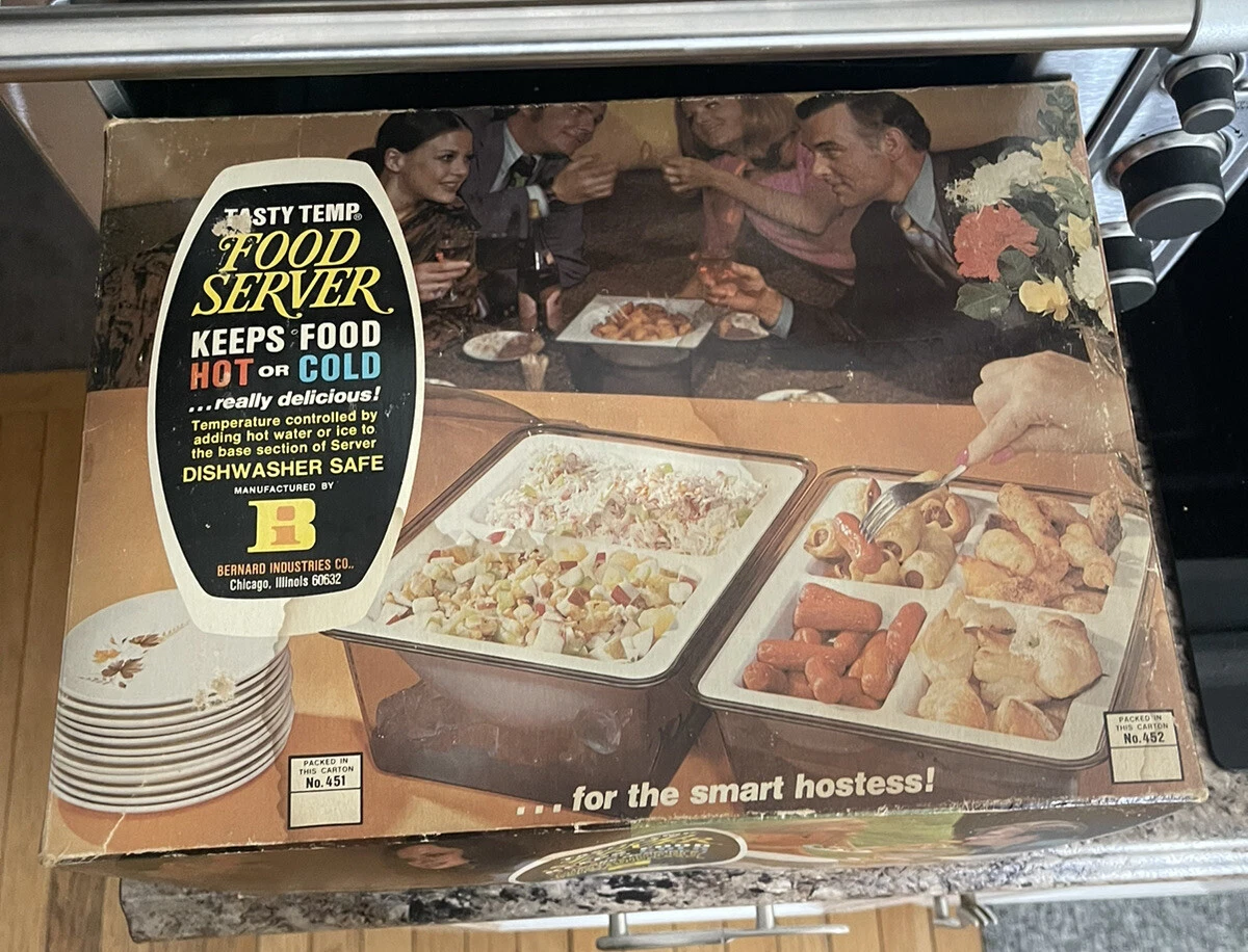 VTG Tasty Temp #451- 2 Compartment Hot Cold Buffet Food Server Smokey Gray  MCM | eBay