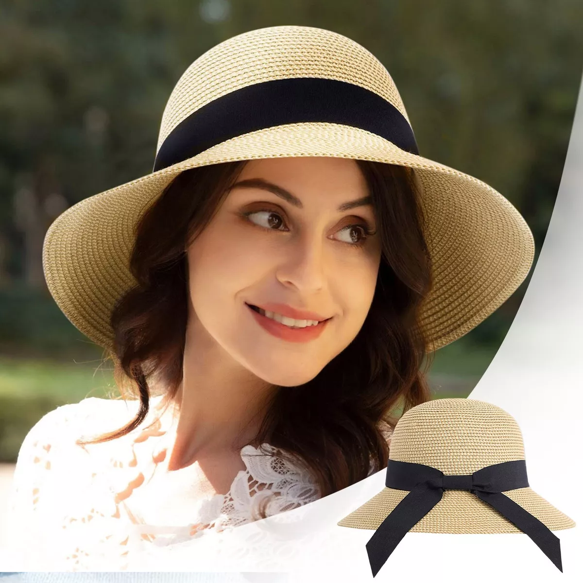 Women's Sun Hats Large Wide Brim Hat Women Packable Sun Hat For Women Straw