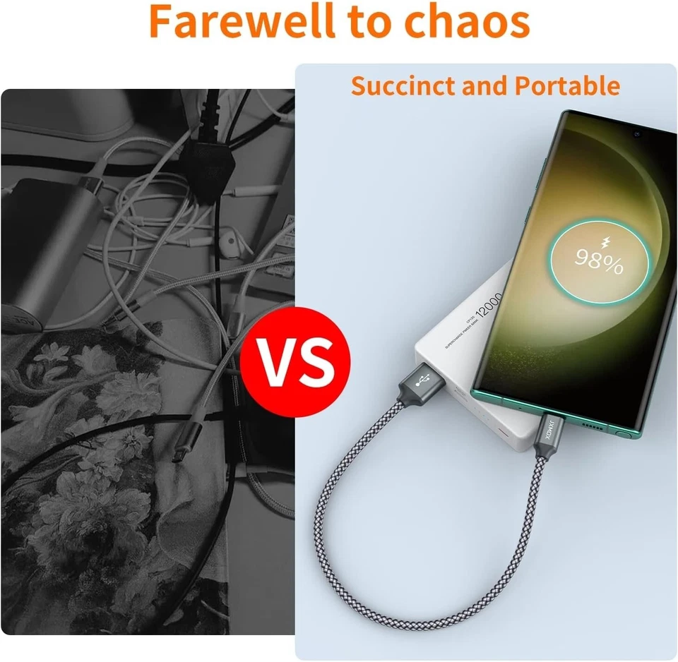 Short USB C Cable 1ft 3-Pack USB A to Type-C Charger Cord 3.1A Fast Charging ... - Image 4 of 4