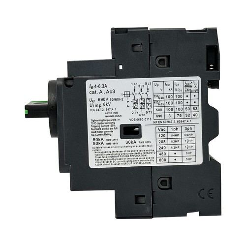 Motor circuit breaker Deca GV2P10 3P 4-6A thermal magnetic with rotary knob - Picture 6 of 6