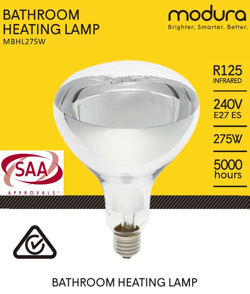 Bathroom Instant Heat Lamp Globe 240V E27 275W Clear R125 Infrared  Reflector SAA | eBay