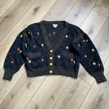 Vintage Susann D Wool Blend Cardigan Sweater Size M 80  s Funky Buttons