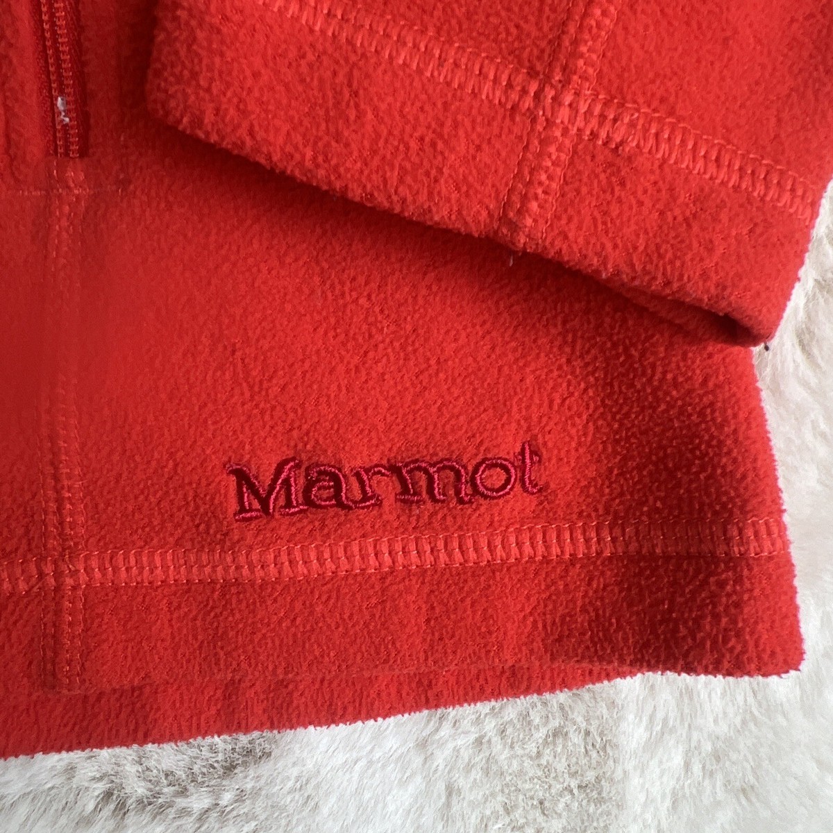 Marmot Stretch Fleece Full-Zip Jacket Womens L Solid Orange Logo 