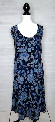 Venezia Jeans Clothing Co Size 18/20 Floral Shift Y2K Dress Blue Navy Polyester