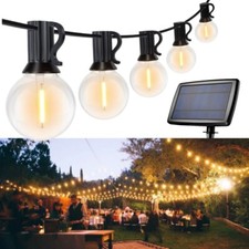 G40 50 100FT Outdoor LED Solar String Lights E12 Garden Hanging Patio Bulbs