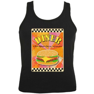 Tank Top DINNER HAMBURGER CHEESEBURGER KAFFEE ROUTE 66 FAST FOOD DIÄT ABNEHMEN